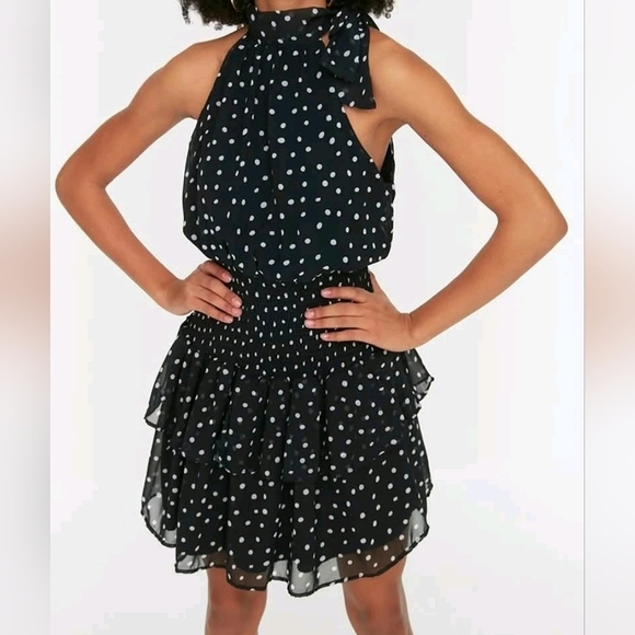 Black Polkadot Halter-Neck Mini Dress - Picture 8 of 11